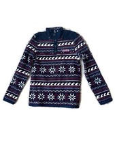 Vineyard Vines Kid s Blue Print Fairisle Snap Placket Fleece Jacket Sz M Unisex