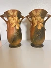 HUGE PAIR Roseville Clematis Vase 15" Stunning Brown in EXCELLENT Condition 1944