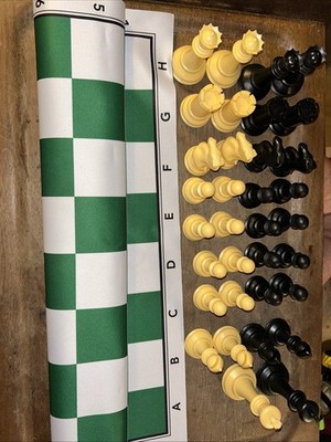 The House of Staunton Chess Set 4'' King Vinyl Board Portable Bag Included.