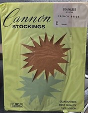 Vintage Cannon Seamless Agilon Stockings 100 Nylon French Beige Size Large