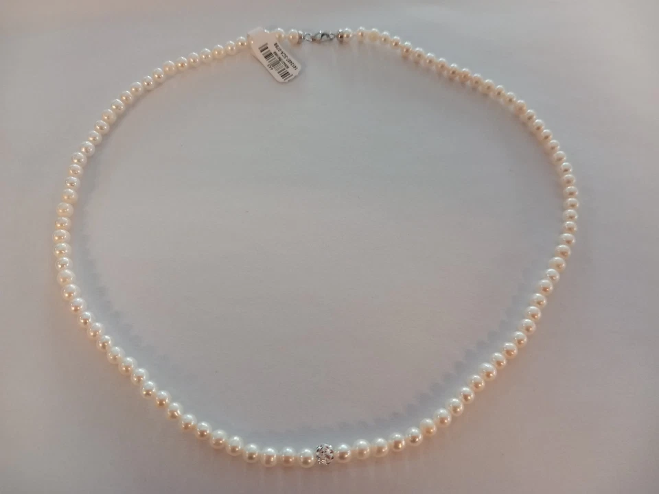 Collana girocollo filo fi perle 4-4,5 mm donna/ragazza oro bianco 9 kt 375 % - Immagine 2 di 3