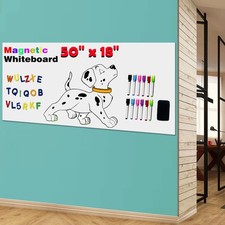 Magnetic Dry Erase Whiteboard for Wall 50" x 18" Adhesive White Board Sticker...
