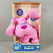 Vintage Blue's Clues Soft Talking Magenta Plush Toy Dog 1999 Fisher-Price WORKS 