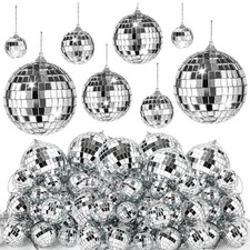 36 Pieces Mirror Disco 4D Ball Silver Hanging Disco 4D Ball Small Party Mirro...
