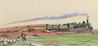 HERB MOTT Illustration Painting TRANS SIBERIAN Railroad Steam Locomotive Train