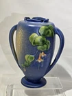 Vtg 1938 Roseville Pottery Blue Fuchsia 897-8 Handled Vase EXCELLENT COND! 8.25"