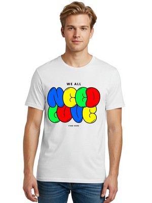 We-All-Need-Love Mens Graphic Tee,100% Cotton,Casual Summer Wear