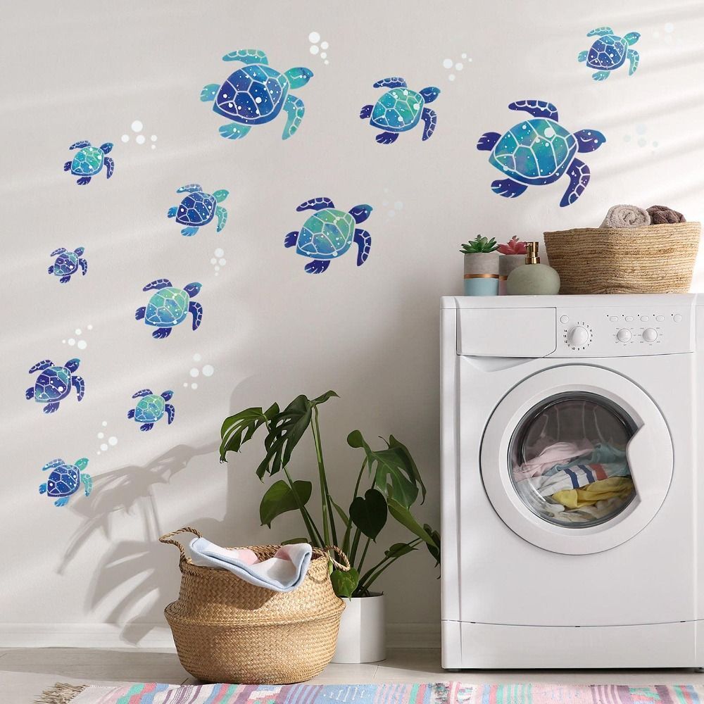 24 Pcs PVC Wall Decals Blue Wall Stickers for Bedroom Toilet Living