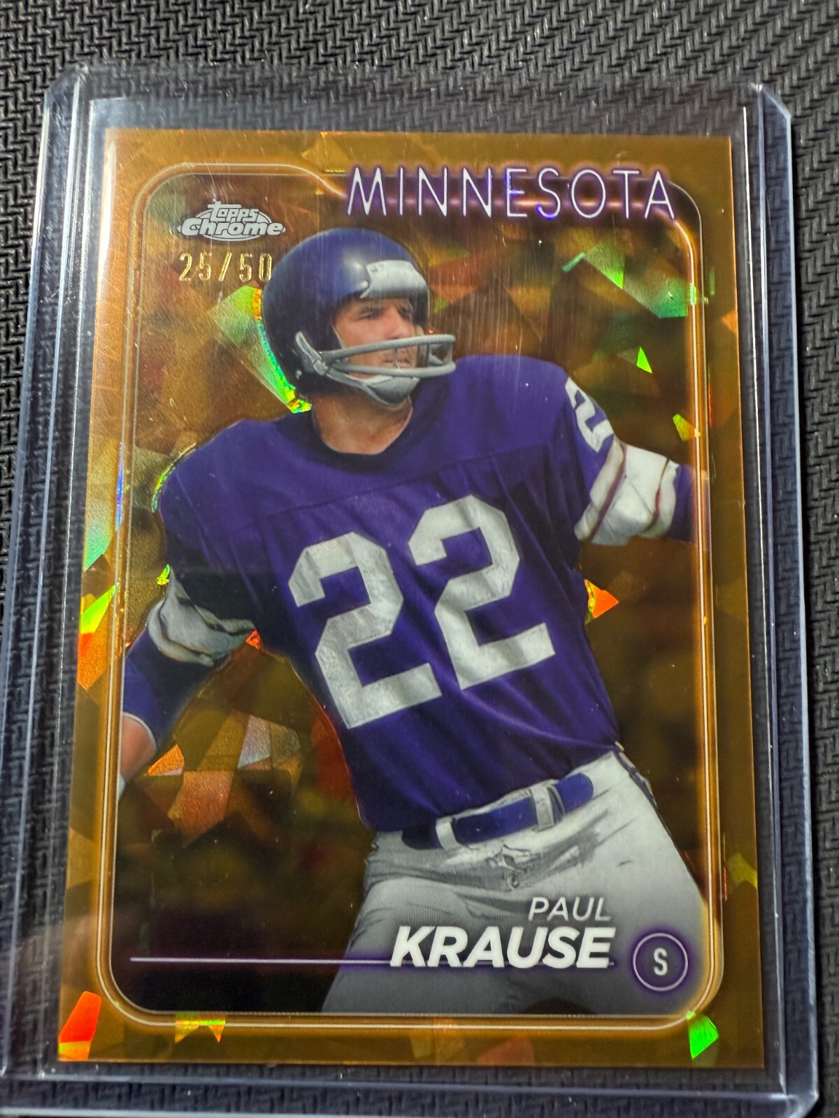2024 Topps Chrome Orange Sapphire Paul Krause # 25/50.  #118