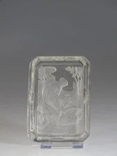 Vintage Czech Glass Crystal Lady & Swan Intaglio Large Ashtray c.1930