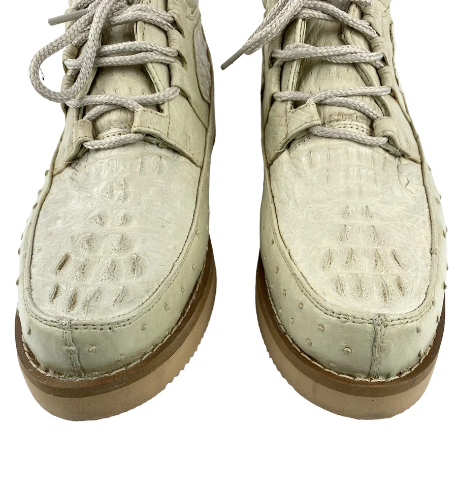 El Presidente Lace Up Shoe Ostrich Crocodile Off-White Men's Leather27.5/US 9  - Image 4 of 4