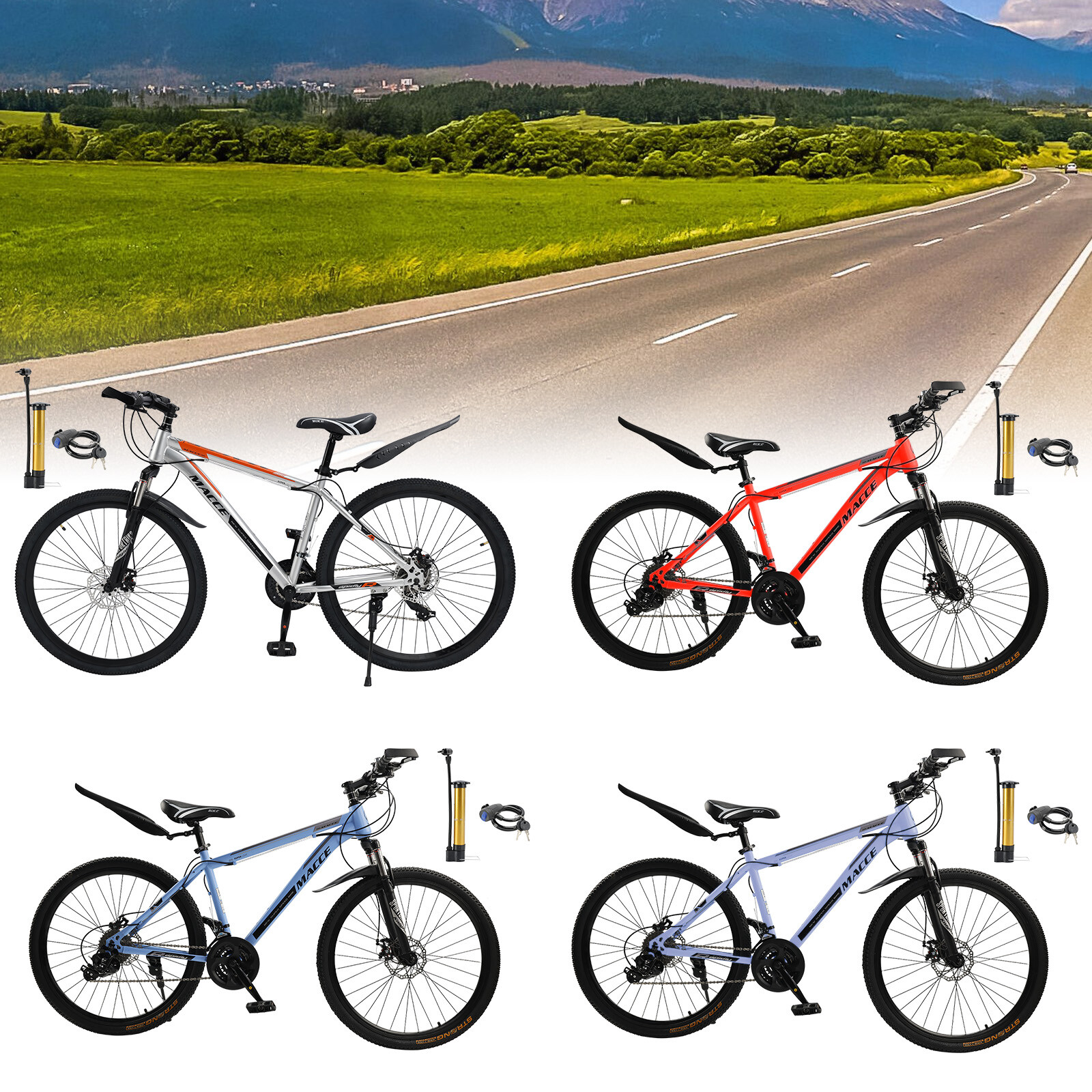 26 Inch 27-Speed MTB with Dual Disc Brakes for Adults in Blue