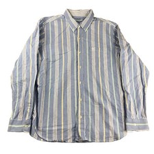 Chaps Shirt Mens XXL Blue Striped Coastland Wash Oxford Button Up Long Sleeves