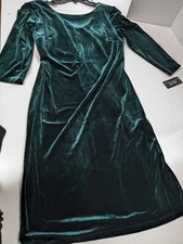 SLNY WOMEN'S SIZE 14 VELVET GREEN DRESS