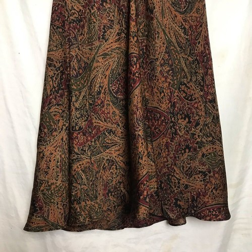 VTG Lauren Ralph Lauren Fairy Silk Paisley Bell Sleeve Dress Small Brown Forest - Picture 12 of 16