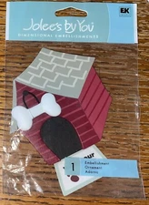 RARE Jolees Dog Red House Paw Prints Puppy House Animal Scrapbook Bone Is Broken