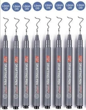 Pack of 8 BLACK Fineliners Pens 1.0mm Fine Liner Drawing Black Pigment Ink Pens