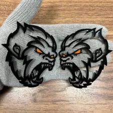 Sasquatch BigFoot ALPHA SQUATCH Badges Emblem Orange Eye Yeti, Fender Angry