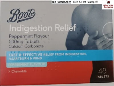 Peppermint Antacid 48 Chewable Tablets Heartburn Indigestion Ant Acid Boots