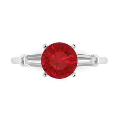 2 cttw Pink Tourmaline Three-Stone Engagement Ring for Women - 14K White Gold