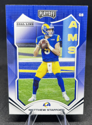 2021 Panini Playoff Goal Line #182 Matthew Stafford LA Rams Blue Foil Parallel 