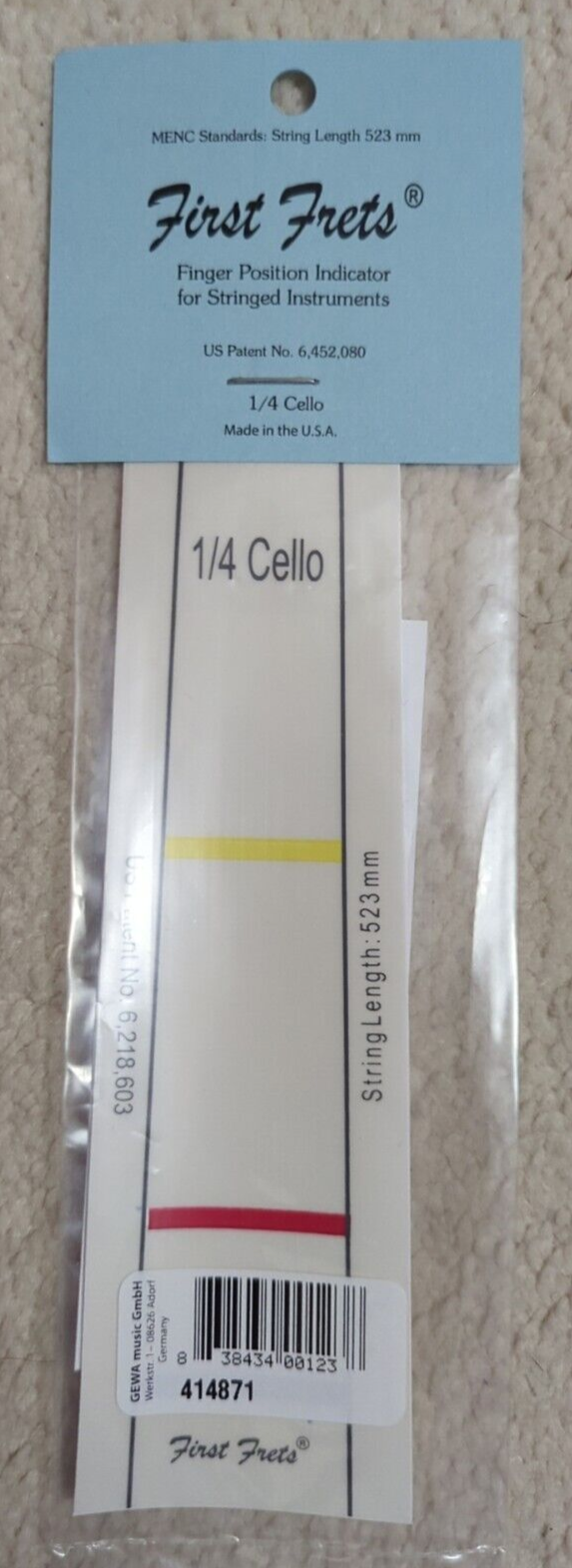 First Frets: Finger Position Indicator (1/4 Cello) 414871 - New