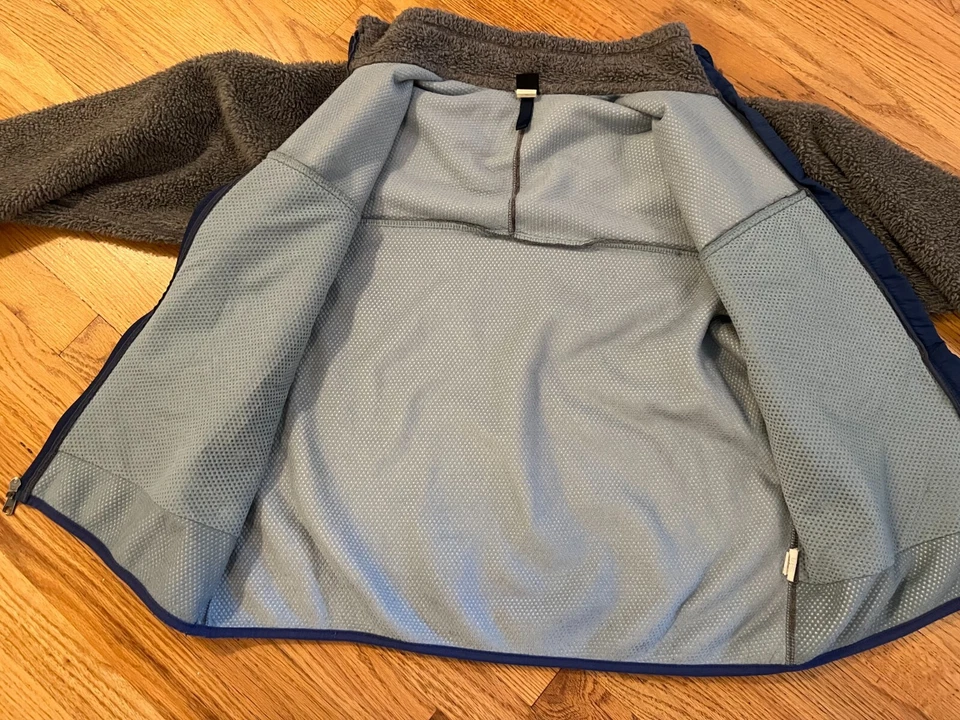 VTG Patagonia Men's Retro X Deep Pile Fleece Full Zip Grey/Blue Medium USA Made - Image 4 of 4