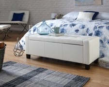 Verona White Faux Leather Ottoman Storage Bench LOCAL DELIVERY ONLY