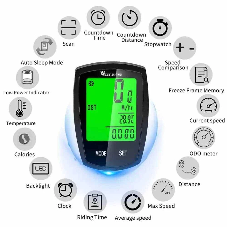 Bicicleta inalámbrica Bicicleta LCD Bicicleta Velocímetro Ordenador Odómetro ... - Imagen 4 de 4