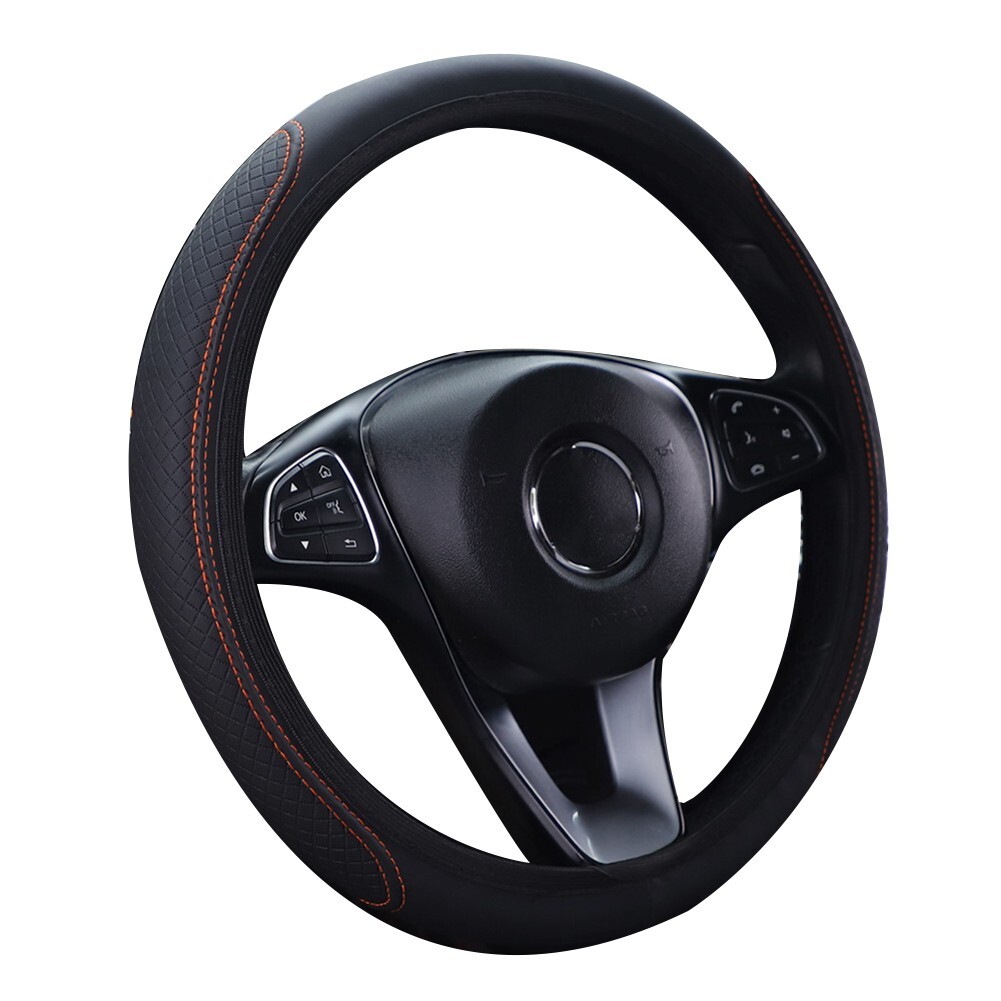 Universal Fit Luxury Leather Steering Wheel Wrap for 15 Inch Steering