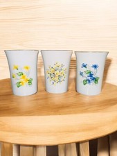 Vintage White Floral Porcelain Tumbler Toothbrush Holder/ Drink Water Cup