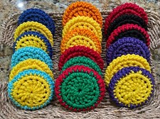 Set Of 3 Multi Colored Crochet Nylon Double Sided Dish Scrubbies Pot Scrubbers