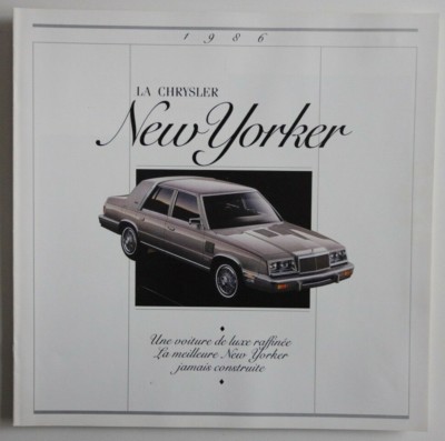 CHRYSLER NEW YORKER 1986 dealer brochure catalog - French - Canada
