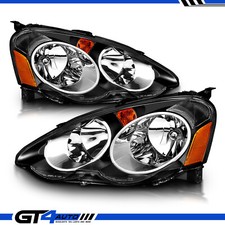 Fit 2002 2003 2004 Acura Rsx Black Oe Style Replacement Headlight Head Lamp Pair