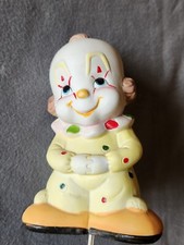 Vtg INTERPUR Sweet Face Clown Night Light Porcelain Figurine Baby Nursery Decor