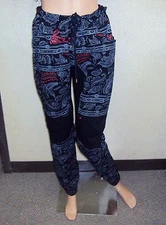 Smoke Rise Denim Jogger Pants ~ Black Paisley Design, Drop Crotch, NEW  JP-5117