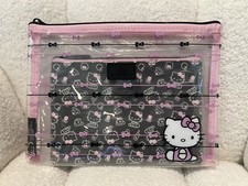 NWT IMPRESSIONS SANRIO Hello Kitty Slim Pouch Set Black/Pink 2 Pieces