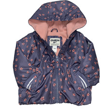 OshKosh B'gosh Toddler Girls Flower Print Fleece Lined Zip Up Hooded Jacket 18ms