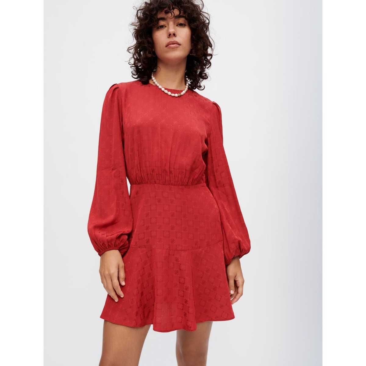 MAJE red CLOVER VISCOSE JAQUARD DRESS Size AU 38/ M