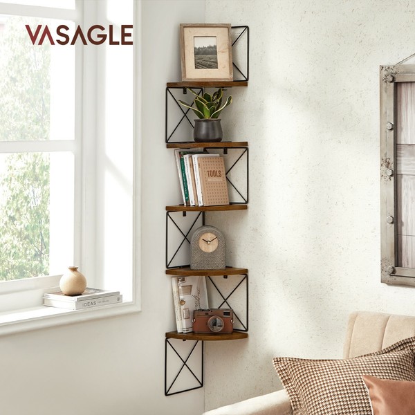 Eckregal BüCherregal Wandregal HäNgeregal Regale Mit Zickzack-Design LLS851B01-image
