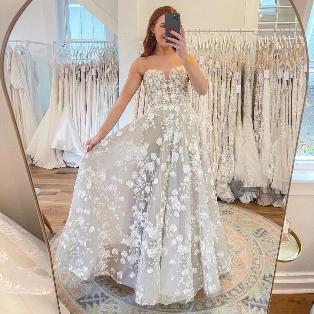 chinese dress ladies Floral Sleeveless Tulle Long A-Line Prom Dress by Ladivine CD0181