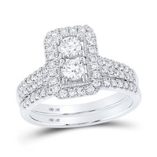 10kt White Gold Womens Round Diamond Bridal Wedding Engagement Ring Band Se