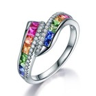925 Silver Plated Proposal Ring 2.5 CT CZ Rain Bow Style Ring For Valentine Gift — photo 2