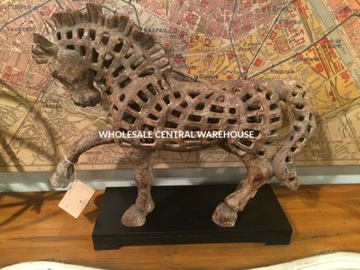 Designer Xxl 21 Prancing Horse Sculpture Statue Rustic Finish