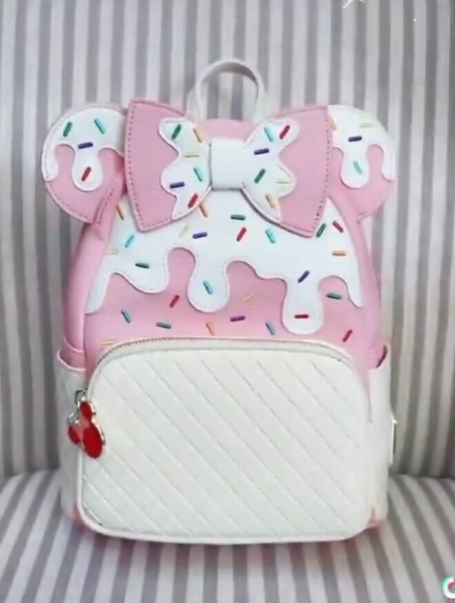 New Unopened Pink A La Mode Strawberry Sundae Loungefly Backpack NEW Loungefly Strawberry Sundae Minnie Mouse Mini Backpack  main image 3