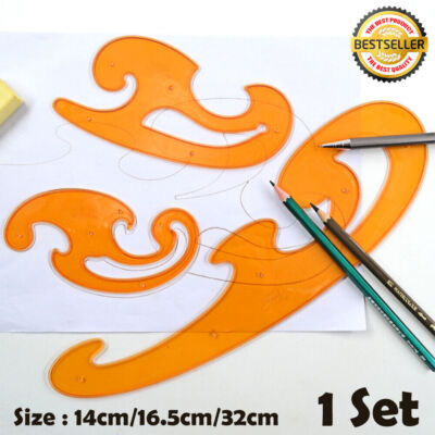 Burmester Kurvenlineal Kurvensatz Zeichenschablone Kurven Schablone 3tlg.