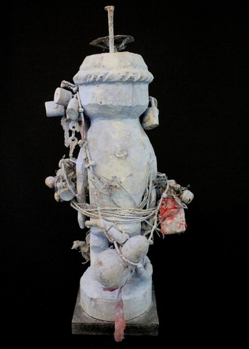 Art Africain - Superbe Fétiche de Protection Fon à Cadenas sur Socle - 43 Cms - Picture 5 of 17