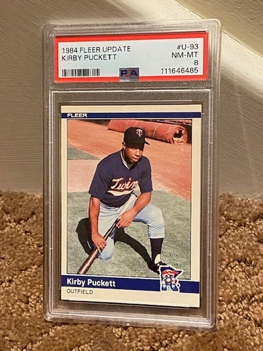1984 Fleer Update Kirby Puckett Rookie Card PSA 8 #U-93 NEW CASE BOLD COLOR