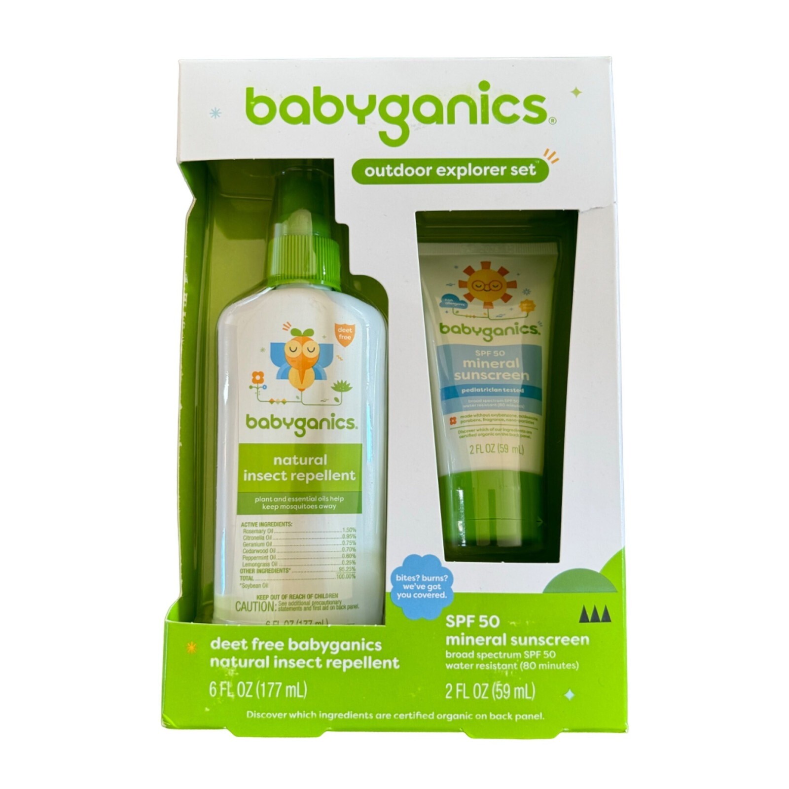 NEW babyganics Outdoor Explorer Set Insect Repellent and Sunscreen eBay