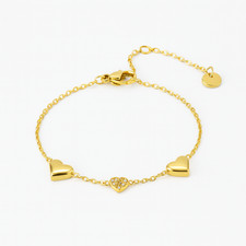 Baby / Kids Gold Pav  Heart Trio Bracelet